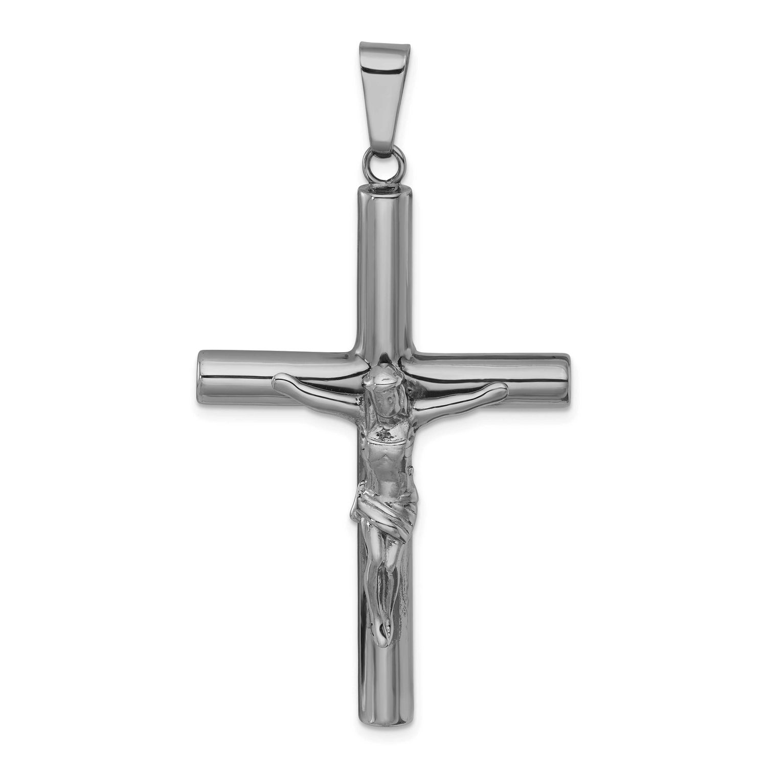 Ruthenium Finish Polished Crucifix Pendant Sterling Silver, MPN: QC11649, UPC: