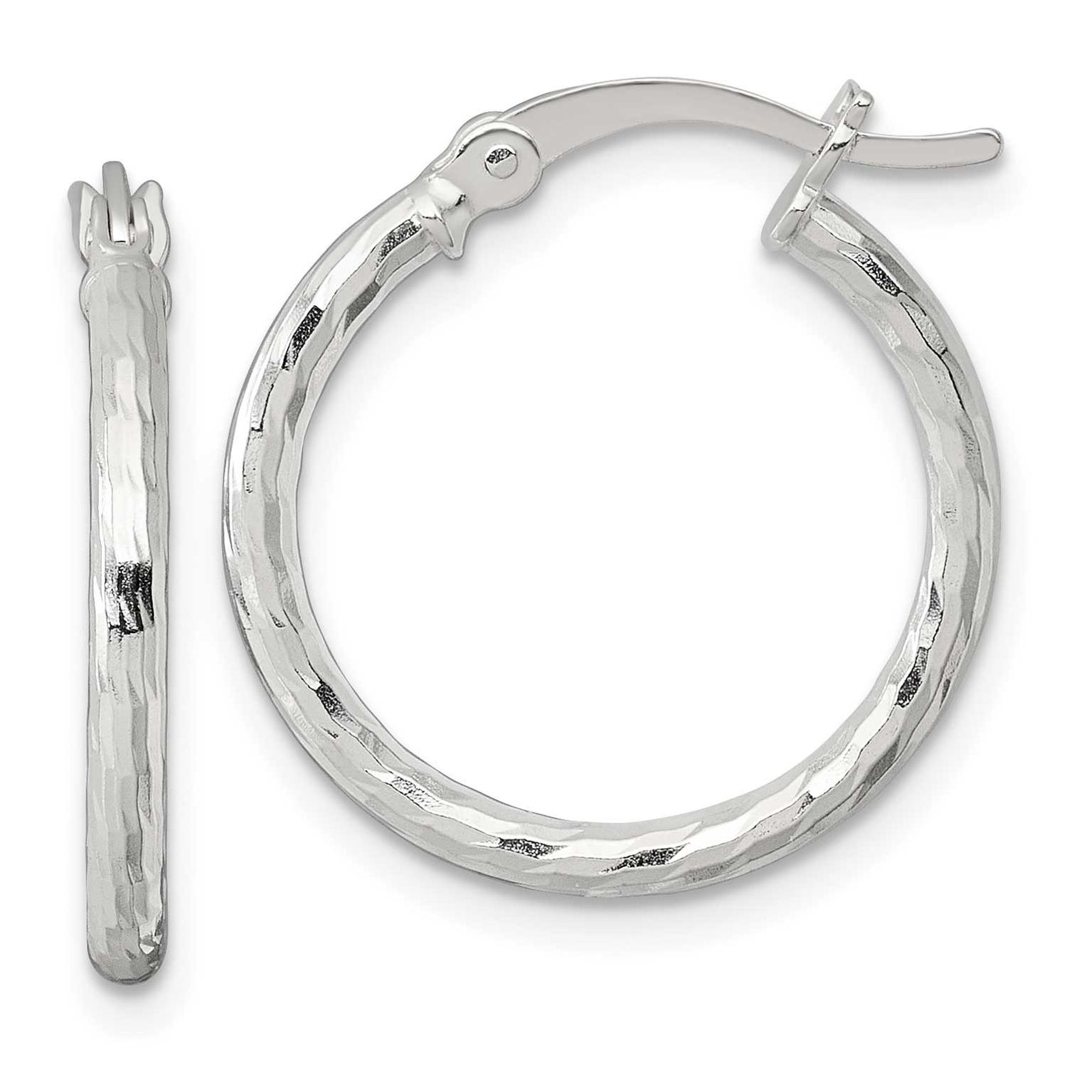 Diamond-Cut 20x2mm Round Hoop Earrings Sterling Silver Polished, MPN: QE17840, UPC:
