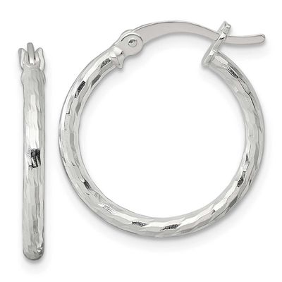 Diamond-Cut 20x2mm Round Hoop Earrings Sterling Silver Polished, MPN: QE17840, UPC:
