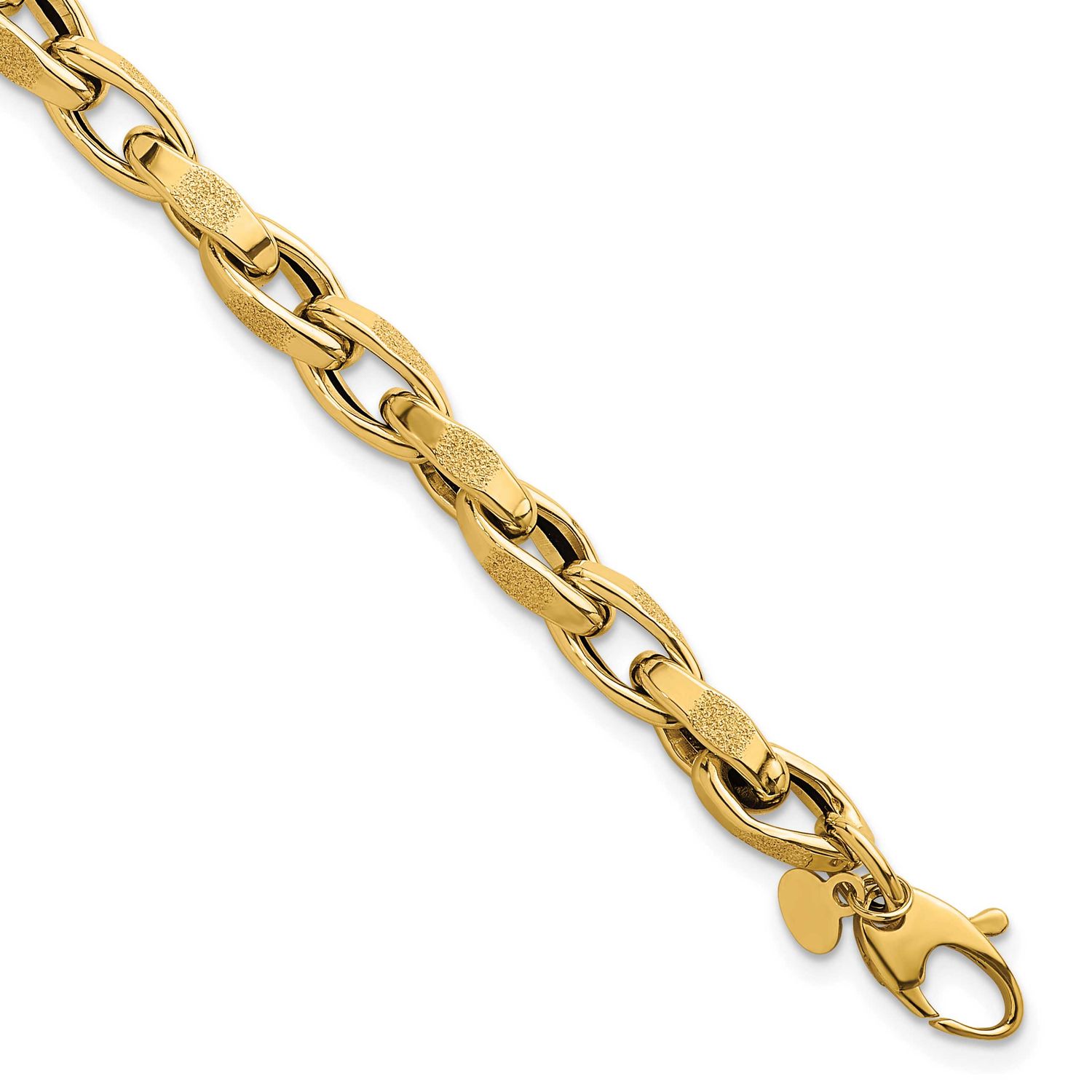 7.5 Inch Fancy Textured Open Link Bracelet 14k Gold Polished, MPN: SF3124-7.5, UPC: