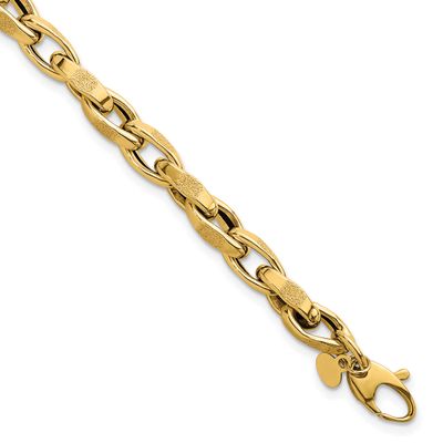 7.5 Inch Fancy Textured Open Link Bracelet 14k Gold Polished, MPN: SF3124-7.5, UPC: