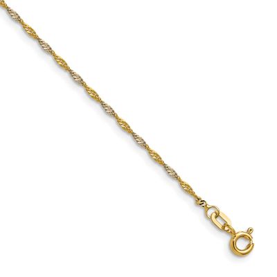 1.4mm Singapore Chain 16 Inch 14k Gold with Rhodium, MPN: PEN333-16, UPC: