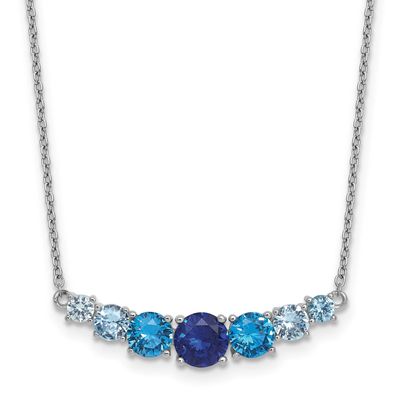 Lab Cr. Spinel/Cr. Aquamarine 16 Inch with 2 Inch Extension Necklace Sterling Silver Rhodium-Plated…