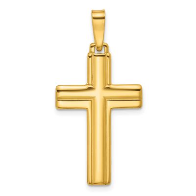 Grooved Cross Pendant Sterling Silver Gold-Tone Polished, MPN: QC11113GP, UPC: