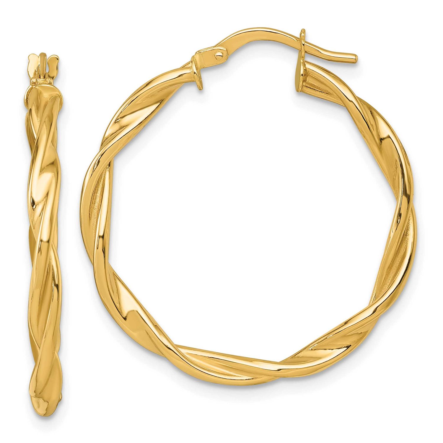 Twist Hoop Earrings 14k Gold Polished, MPN: TF2431, UPC: