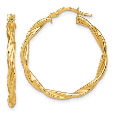 Twist Hoop Earrings 14k Gold Polished, MPN: TF2431, UPC: