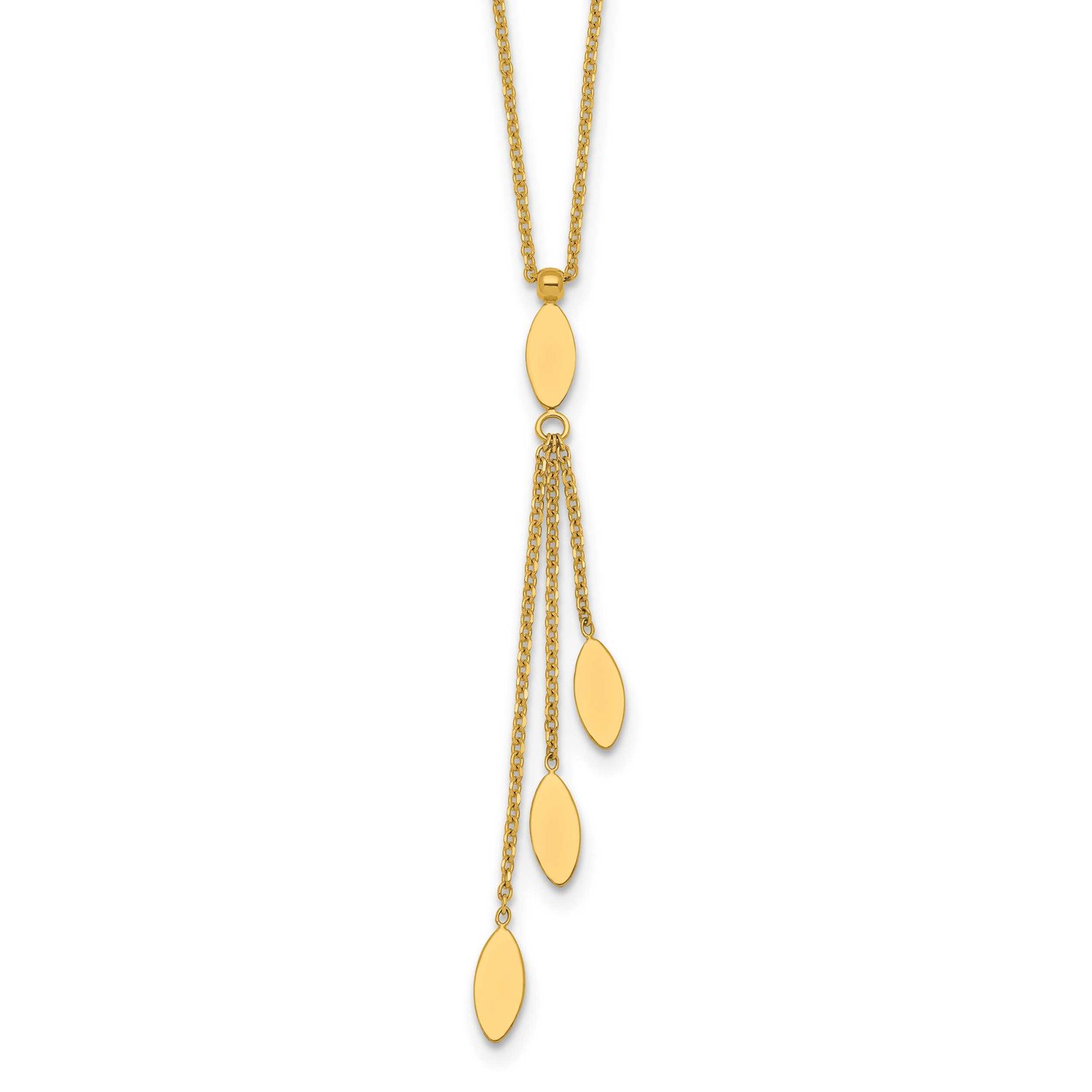 Oval Dangle with 2 Inch Extension Necklace 14k Gold Polished, MPN: SF3286-16, UPC: