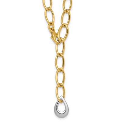 Fancy Link with Teardrop 10.5mm Lariat Necklace 14K Two Tone Gold Polished, MPN: SF3217-18, UPC:
