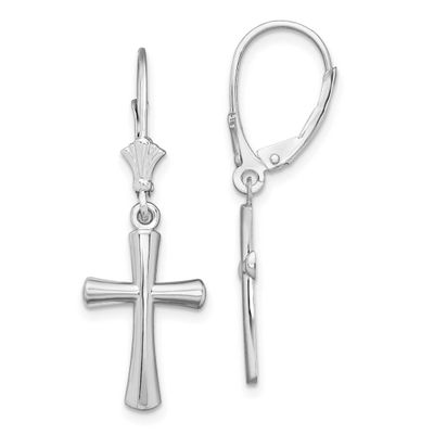 De-Ani Polished Beveled Latin Cross Leverback Earrings Sterling Silver Rhodium-Plated, MPN: QE15596…