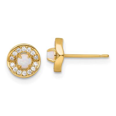 Opal and CZ Post Earrings 14k Gold Polished, MPN: YE2263, UPC: