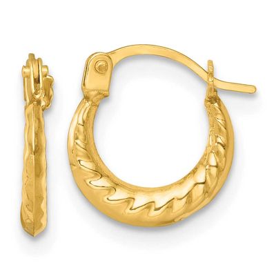 Grooved 1.5mm Hoop Earrings 14k Gold Polished, MPN: TL1183, UPC: