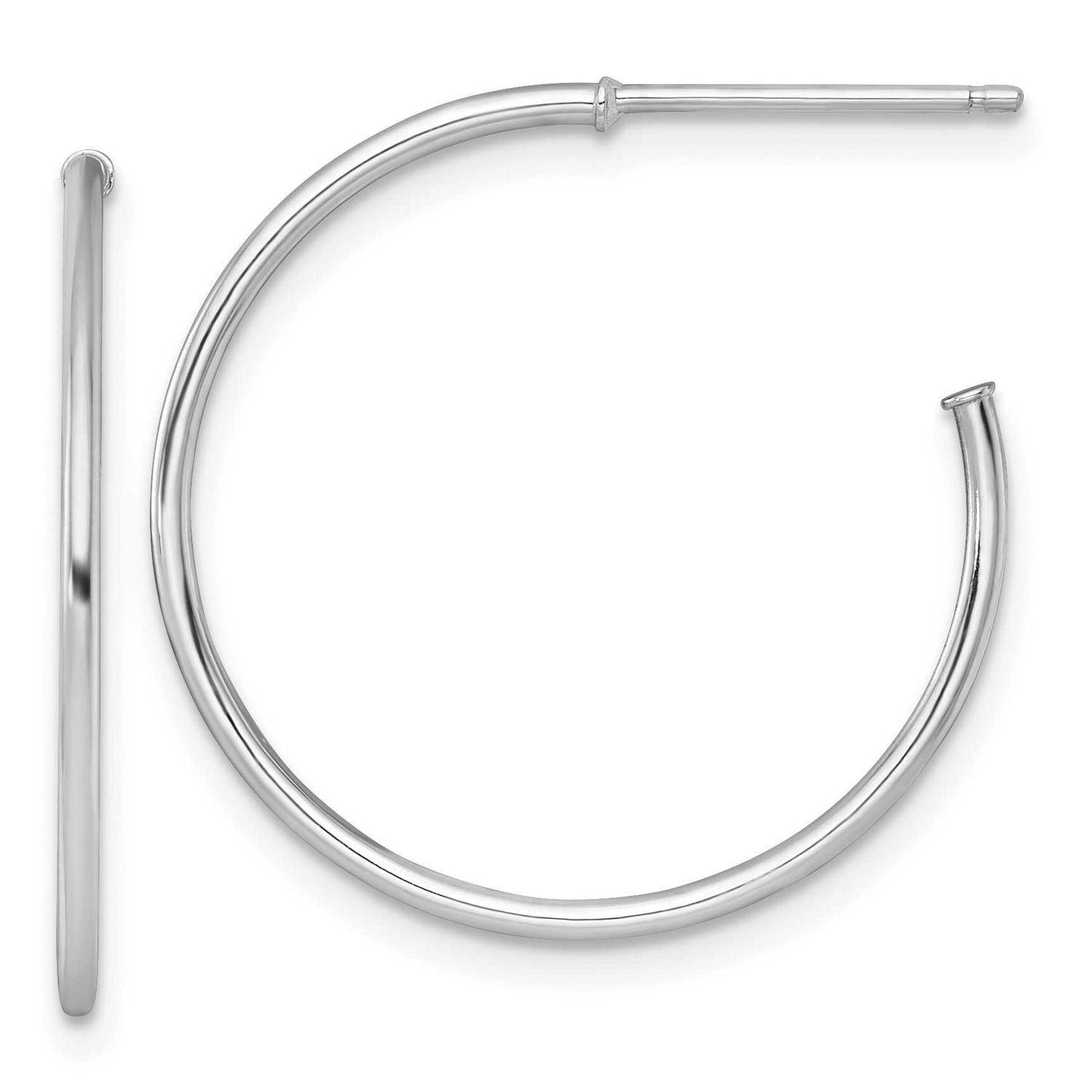 1.2 x 25mm Polished Post Hoop Earrings 14k White Gold, MPN: TF2483W, UPC: