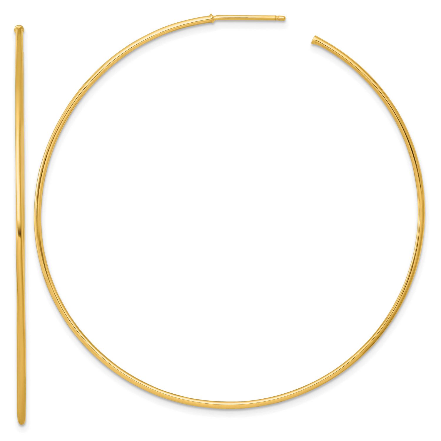 1.2 x 65mm Polished Post Hoop Earrings 14k Gold, MPN: TF2490, UPC: