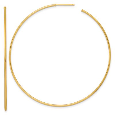 1.2 x 65mm Polished Post Hoop Earrings 14k Gold, MPN: TF2490, UPC:
