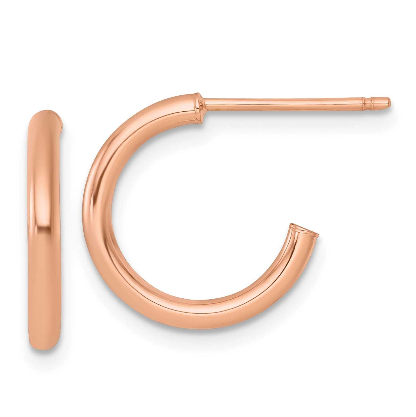 2.0 x 15mm Polished Post Hoop Earrings 14k Rose Gold, MPN: TF2502R, UPC: