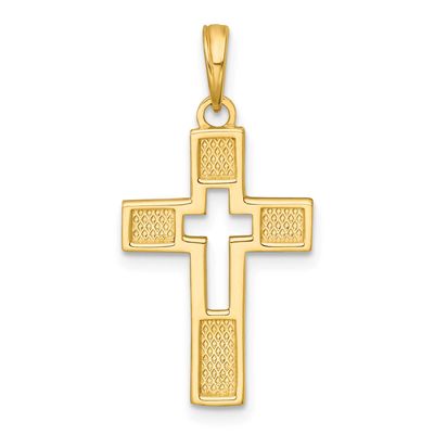 Cut-Out Cross Charm 14k Gold Polished, MPN: K10065, UPC: