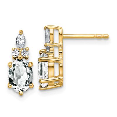 Diamond and White Topaz Twisted Post Earrings 14k Gold Polished, MPN: EM9791-WT-017-YAA, UPC: