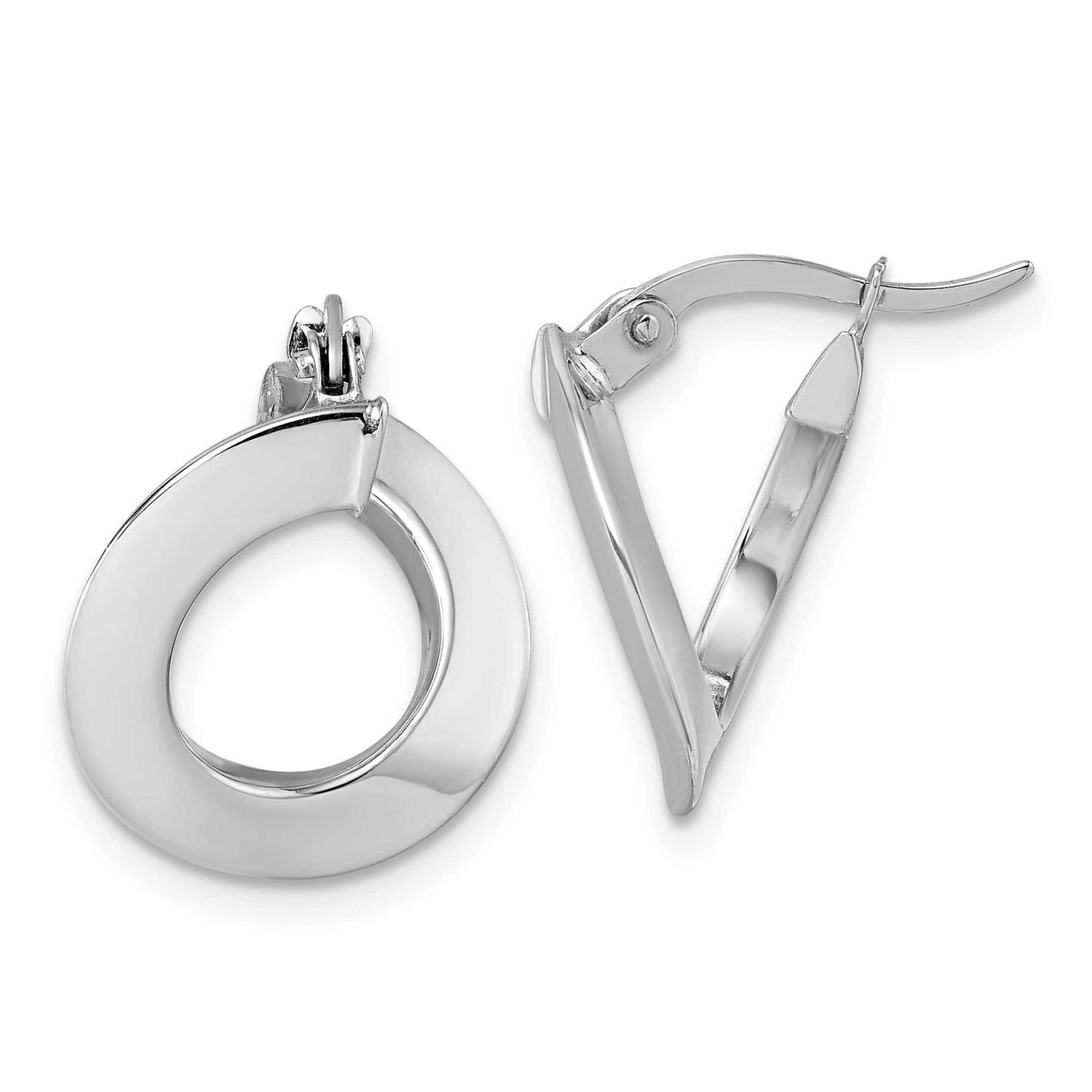 Polished Twisted Oval Hoop Earrings 14k White Gold, MPN: TF2440W, UPC: