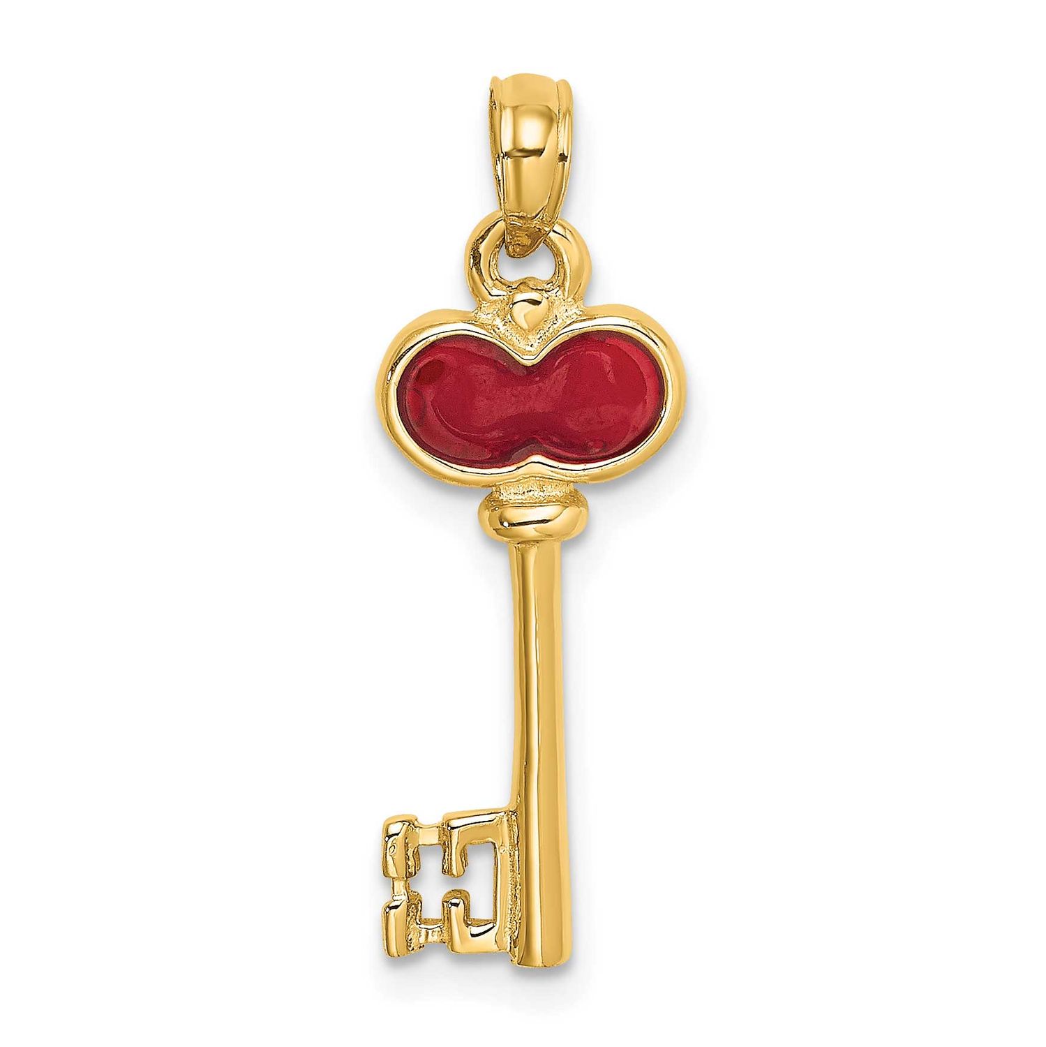 3D Enameled Heart Key Charm 14k Gold Polished, MPN: K8635, UPC: 637218144242