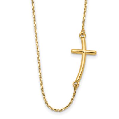 Large Sideways Curved Cross Necklace 10k Gold, MPN: 10SF2082-19, UPC: 196904228753