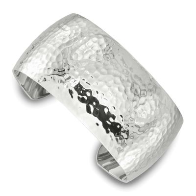 30mm Domed Hammered Cuff Bangle Sterling Silver, MPN: QB1573, UPC: