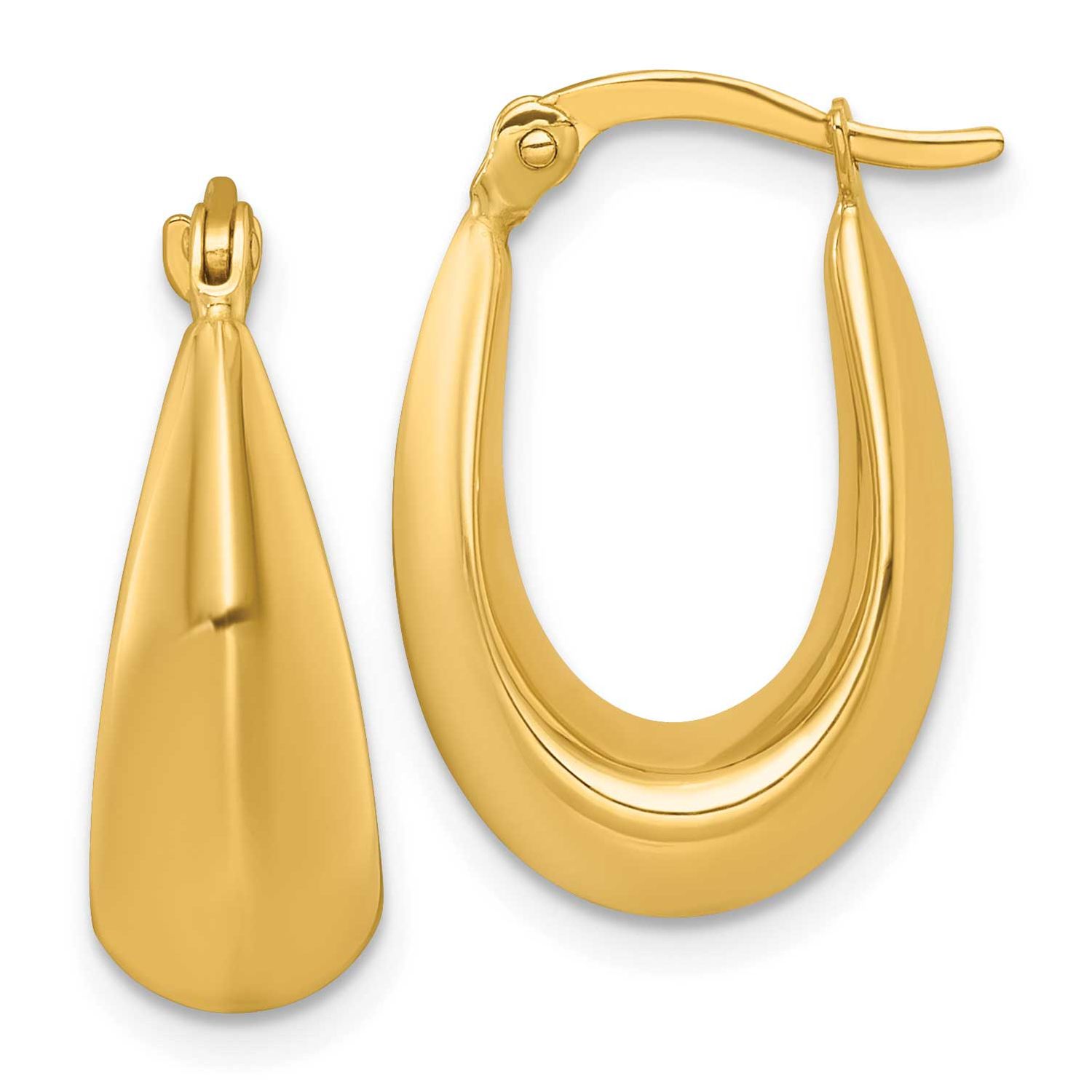 Tapered Hoop Earrings 14k Gold Polished, MPN: TF2455, UPC: