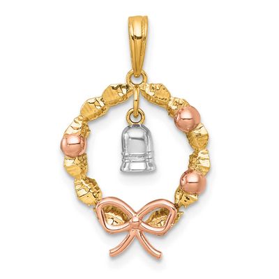 Rose-Plating Polished Wreath Bell Charm 14k Two Tone Gold, MPN: K10014, UPC: