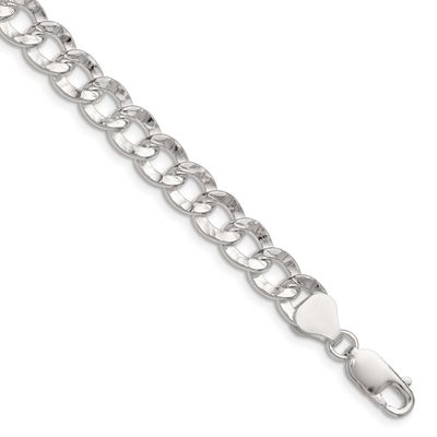 7.6mm Hammered Curb Chain 8 Inch Sterling Silver, MPN: QHCB180-8, UPC: