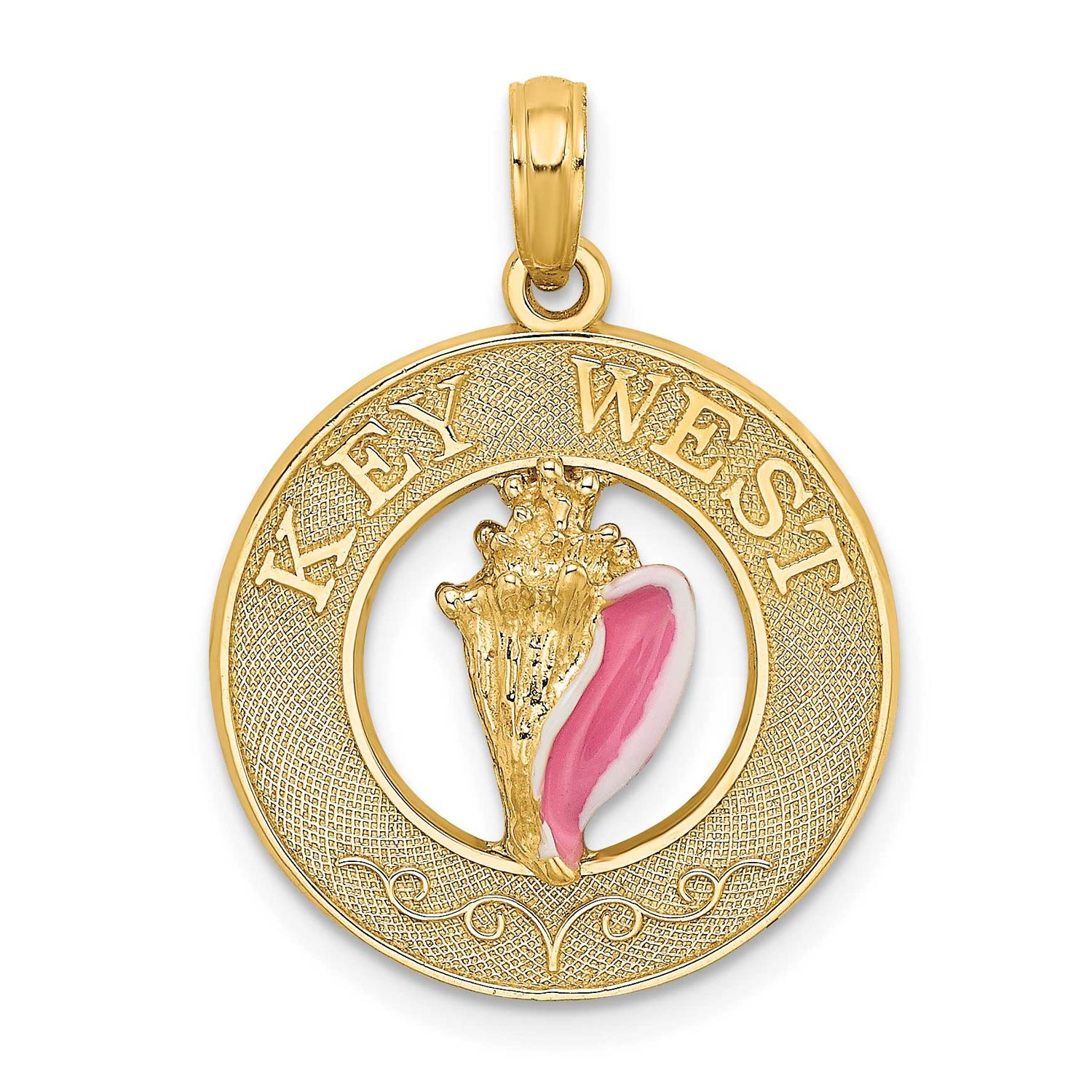 Enamel Conch Shell with Key West Circle Charm 14k Gold, MPN: K7052, UPC: 637218140725