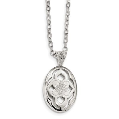 CZ Open Oval Necklace Sterling Silver, MPN: QG4539-17, UPC: 191101414367