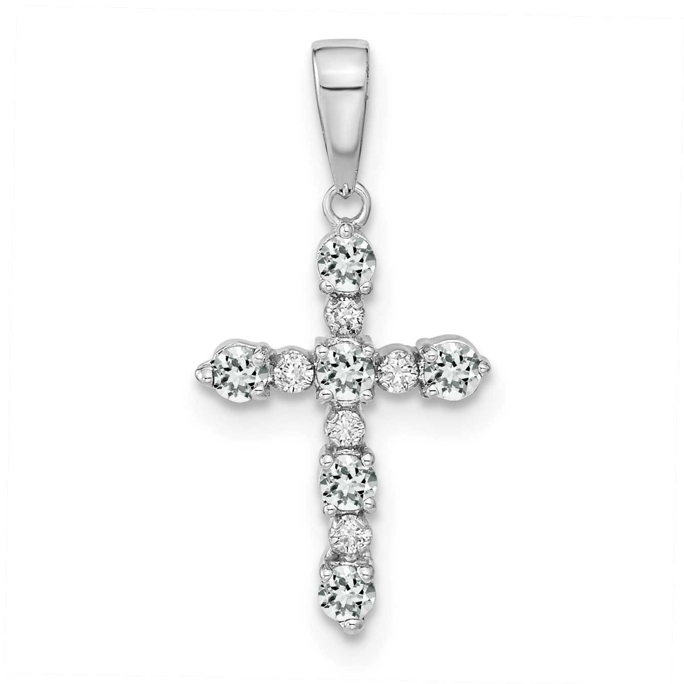 White Topaz and Diamond Cross Pendant 14k White Gold, MPN: XP3387WWT/A, UPC: