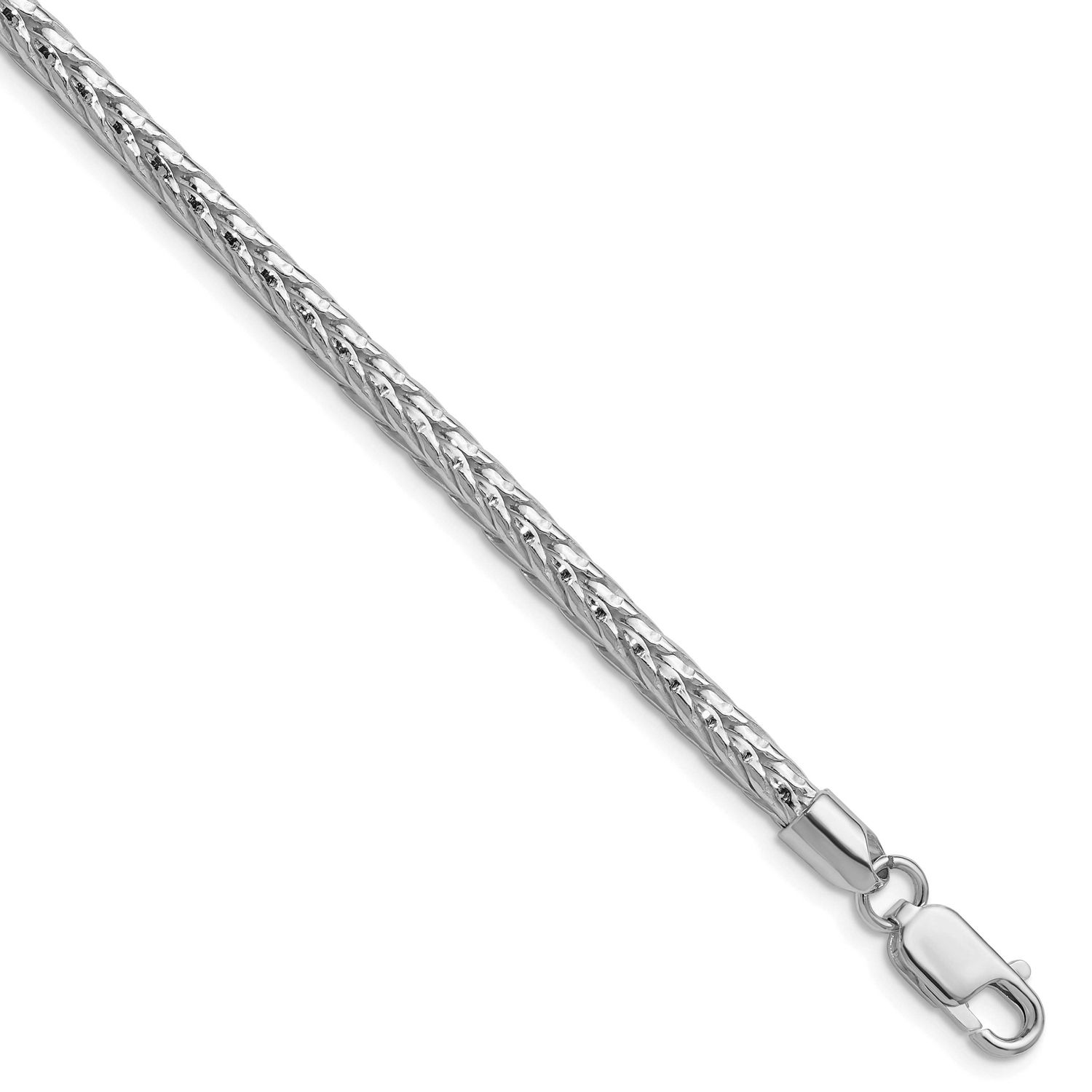 3.8mm Diamond-Cut Round Franco Chain 7 Inch Sterling Silver Rhodium-Plated, MPN: QFR350R-7, UPC: