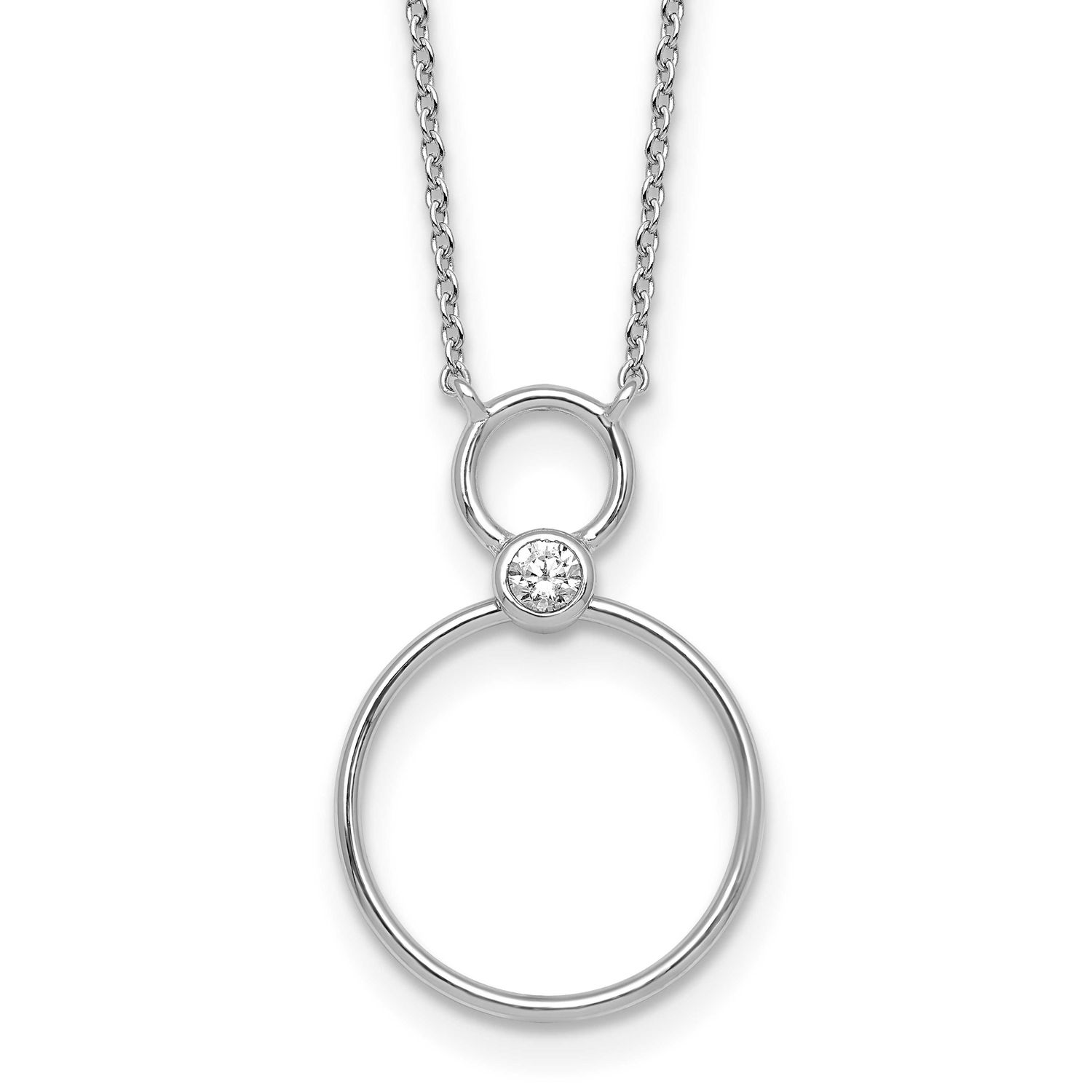 Polished CZ Circles 17.75 Inch Necklace Sterling Silver Rhodium-Plated, MPN: QG7107-17.75, UPC: