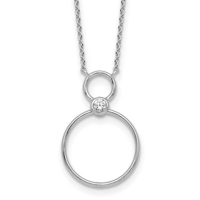 Polished CZ Circles 17.75 Inch Necklace Sterling Silver Rhodium-Plated, MPN: QG7107-17.75, UPC: