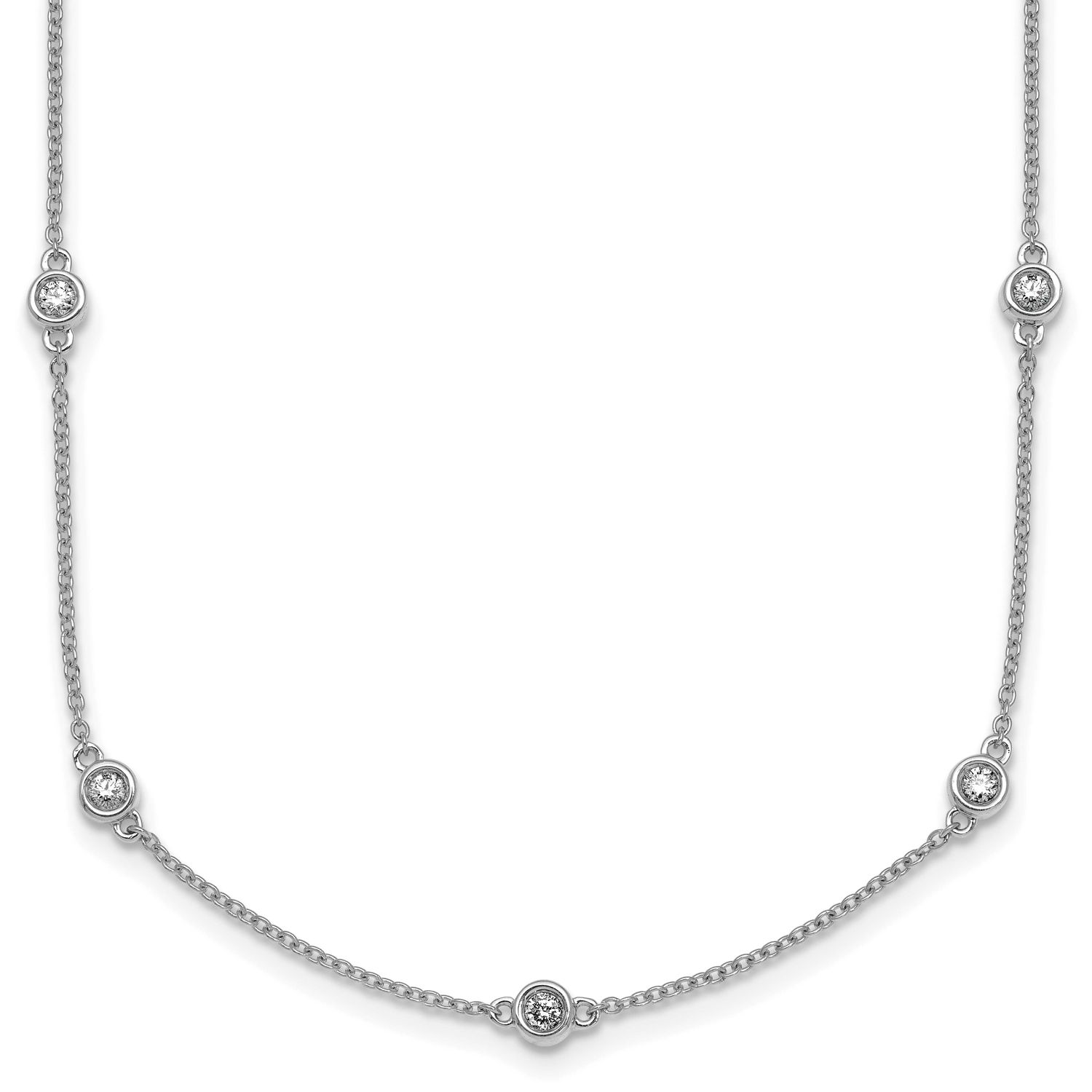 Diamond Station Cable Necklace 14k White Gold, MPN: PM1013-052-WA-18, UPC: