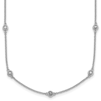 Diamond Station Cable Necklace 14k White Gold, MPN: PM1013-052-WA-18, UPC: