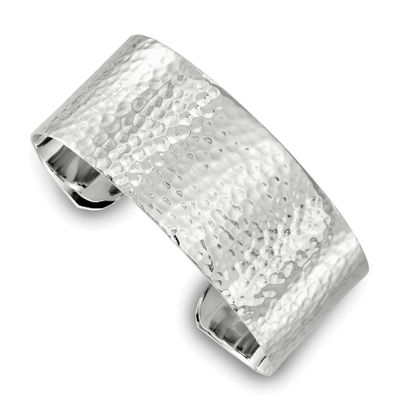 25mm Flat Hammered Cuff Bangle Sterling Silver, MPN: QB1564, UPC: