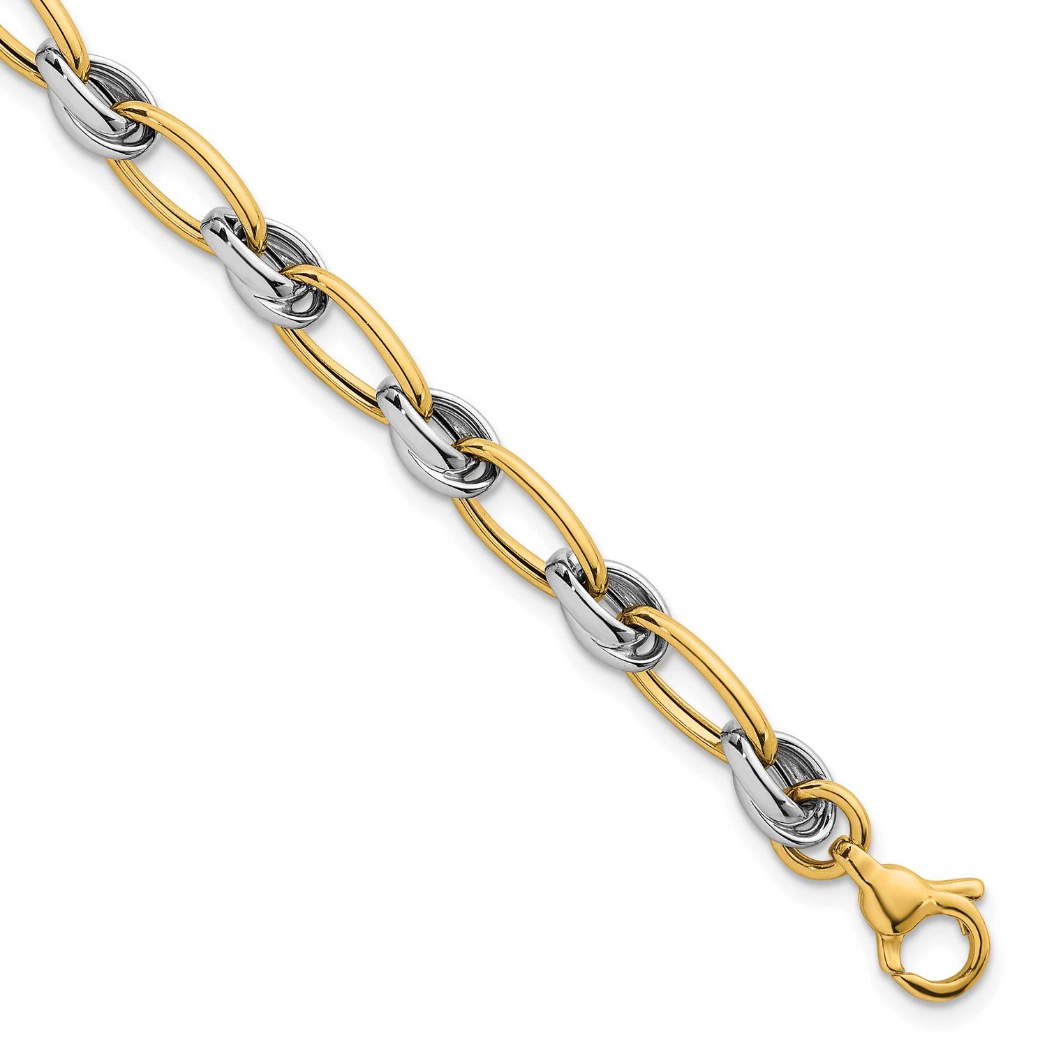 Fancy Oval Chain 7mm Bracelet 7.5 Inch 14K Two Tone Gold Polished, MPN: SF3241-7.5, UPC: