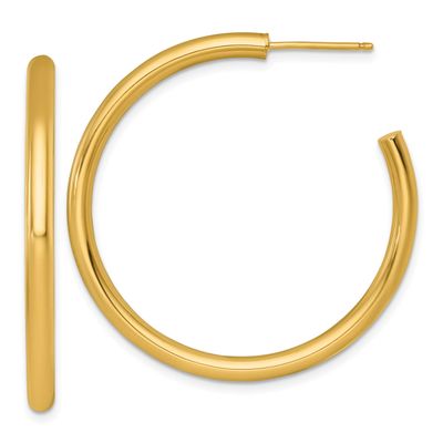 3.0 x 40mm Polished Post Hoop Earrings 14k Gold, MPN: TF2533, UPC: