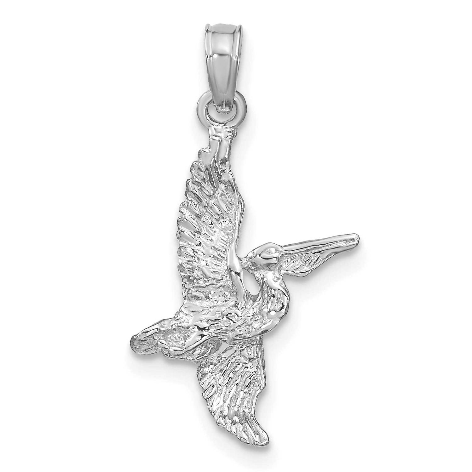 3-D Pelican Flying Charm 14k White Gold, MPN: K7785W, UPC: 637218150755