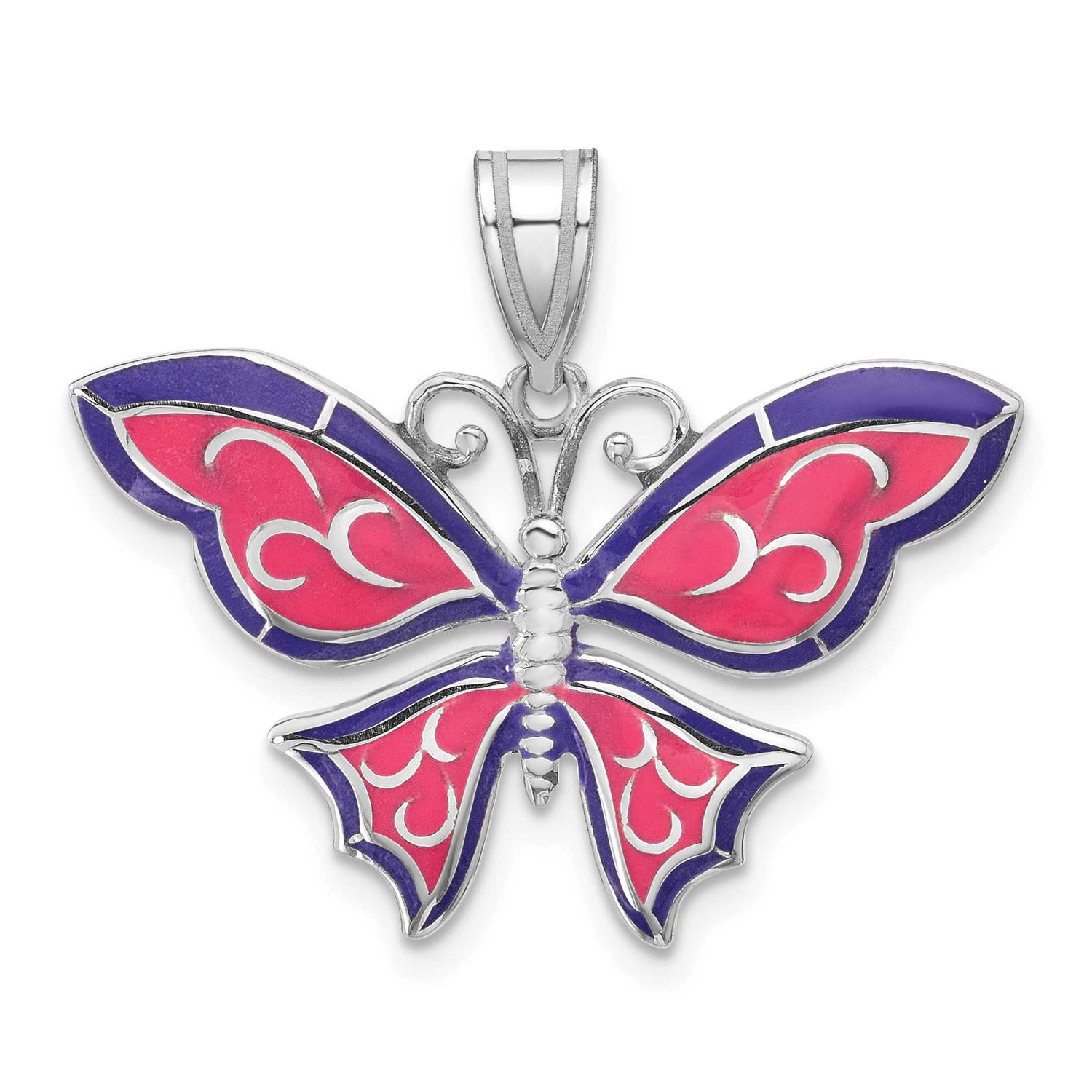 De-Ani Polished Enameled Purple Butterfly Pendant Sterling Silver Rhodium-Plated, MPN: QC9775, UPC:…