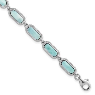 Larimar 7.5 Inch with .25 Inch Extension Bracelet Sterling Silver Rhodium-Plated Polished, MPN: QG7…