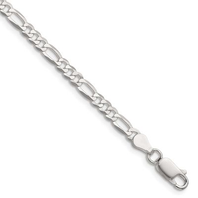 4.0mm Lightweight Flat Figaro Chain 9 Inch Sterling Silver, MPN: QMB100-9, UPC: