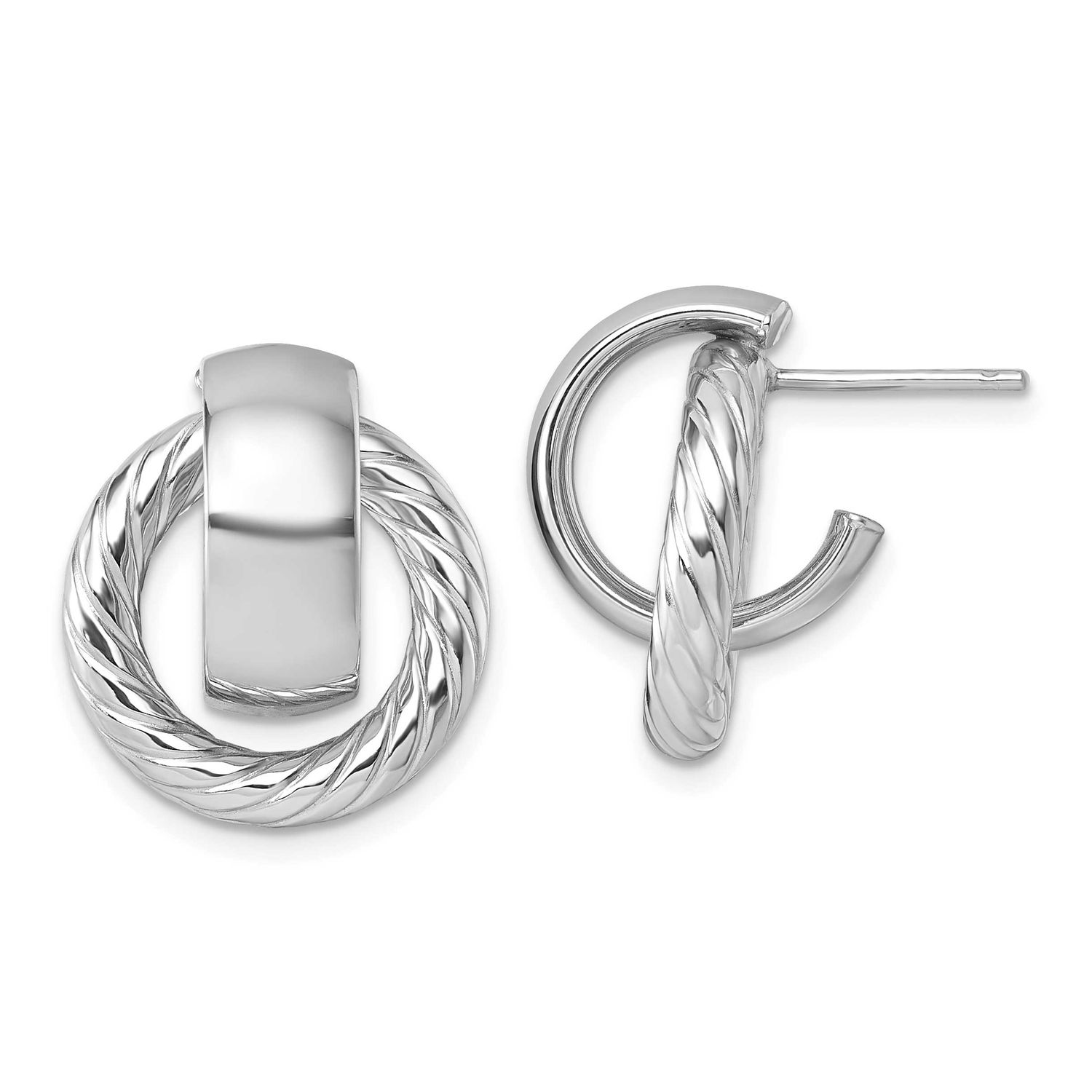 Polished and Twisted Circle Post Earrings 14k White Gold, MPN: TF2572W, UPC:
