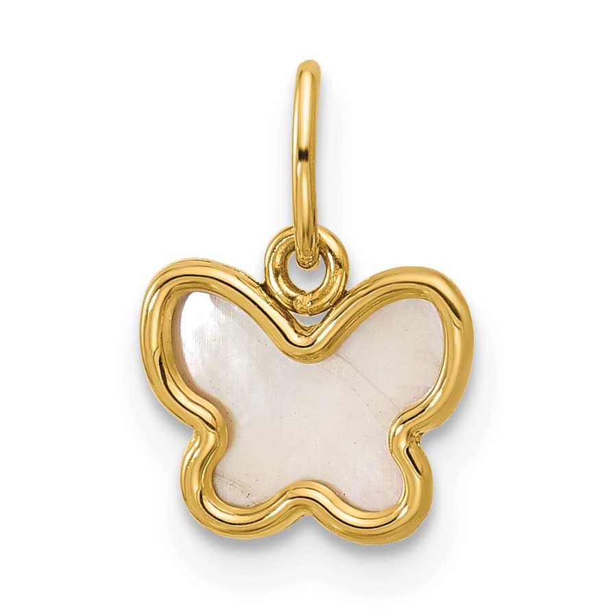 Mother of Pearl Butterfly Pendant 14k Gold Polished, MPN: YC1628, UPC: