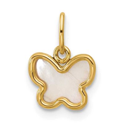 Mother of Pearl Butterfly Pendant 14k Gold Polished, MPN: YC1628, UPC: