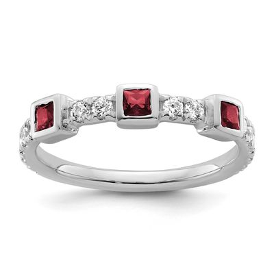 Polished Diamond and Ruby Fashion Ring 14k White Gold, MPN: RM10785-RU-034-WAA, UPC: