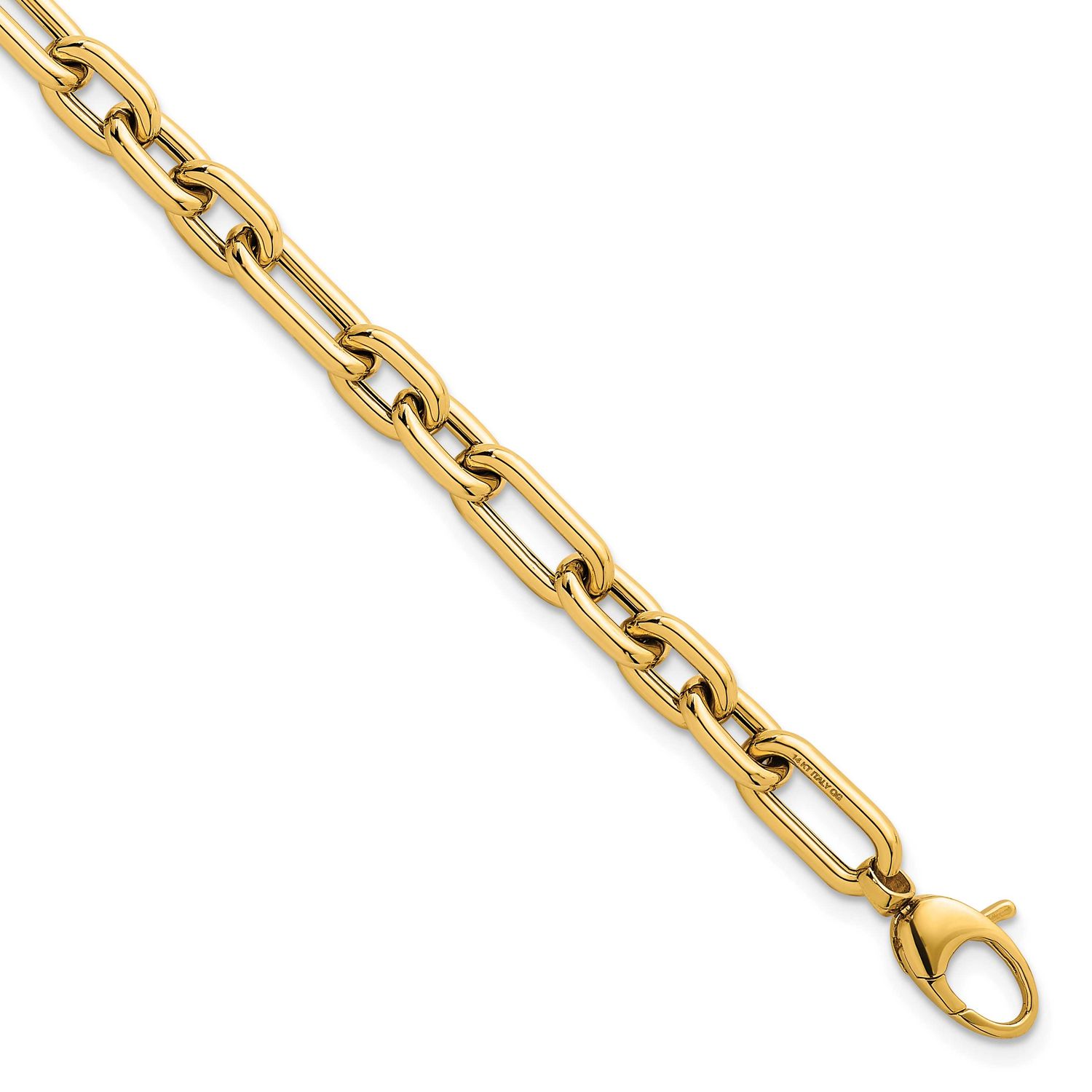 Fancy Open Link with .5 Inch Extender Bracelet 14k Gold Polished, MPN: SF3118-7.5, UPC: