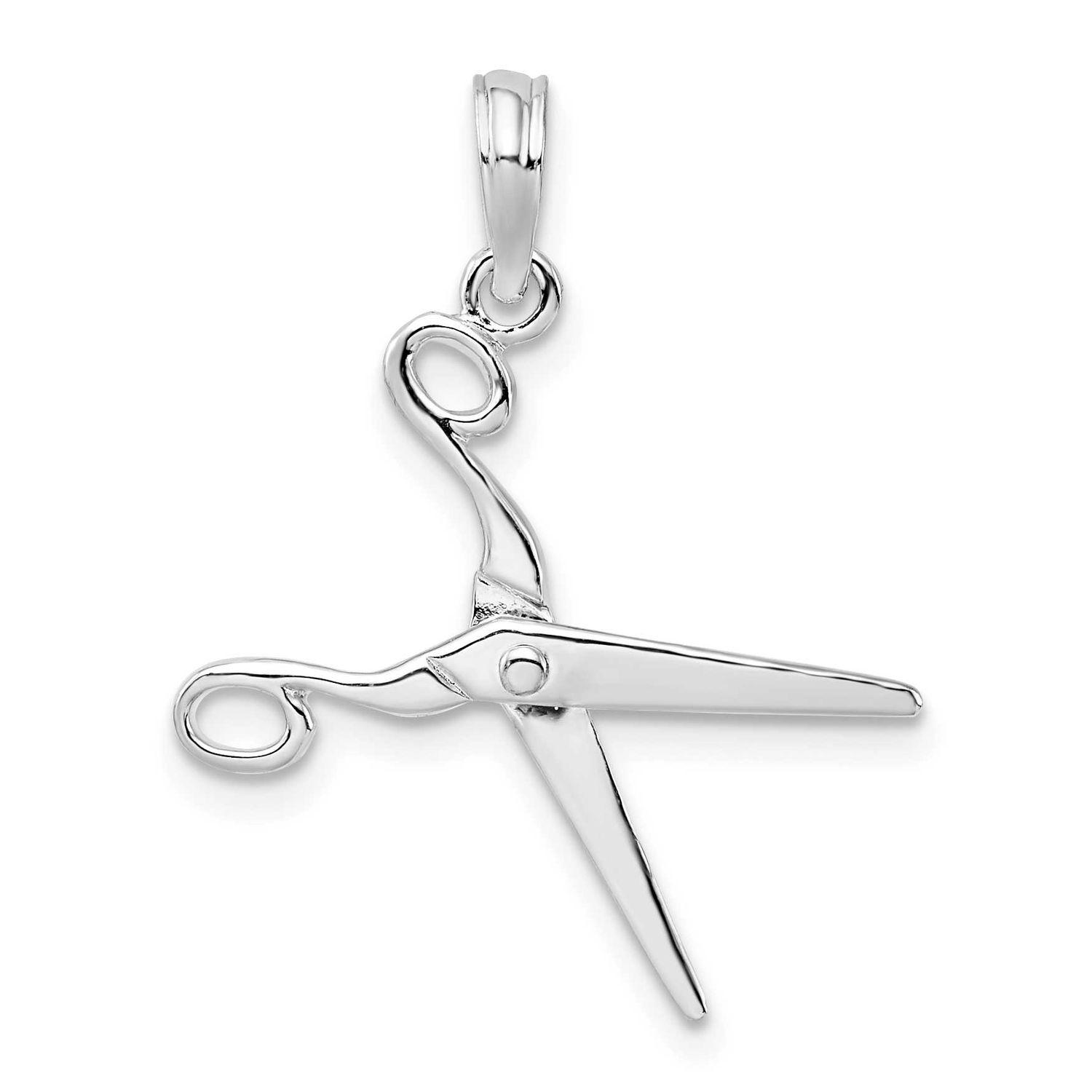 De-Ani Polished Moveable 3D Scissors Pendant Sterling Silver Rhodium-Plated, MPN: QC10533, UPC: 637…
