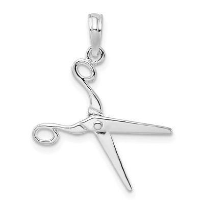 De-Ani Polished Moveable 3D Scissors Pendant Sterling Silver Rhodium-Plated, MPN: QC10533, UPC: 637…
